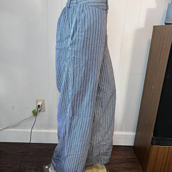 Women's Wide Leg Pants - A New Day Blue Stripped. Size Large - Picture 3 of 7